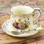 European - Style Ceramic Cups 3 Sets Of Creative Bone China English Coffee Cup Disc Afternoon Tea Cups 200ml