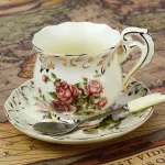 European - Style Ceramic Cups 3 Sets Of Creative Bone China English Coffee Cup Disc Afternoon Tea Cups 200ml