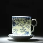 Retro Chinese Blue White Porcelain Tea Cup Set With Saucer Lid Infuser 260ml Ceramic Teacup With Tea Filter