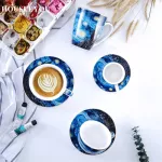 European Van Gogh Starry Sky Painting Coffee Cups Saucers Set Ceramic Art Latte Mugs for Home Office Afternoon Teacup Sets