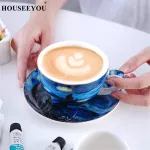 European Van Gogh Starry Sky Painting Coffee Cups Saucers Set Ceramic Art Latte Mugs for Home Office Afternoon Teacup Sets