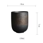 Antique Handmade Coarse Pottery Tea Ceremony Bowl 130ml Vintage Water Cup Retro Small Mouth Tea Cup Japanese Stoneware