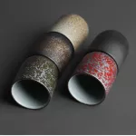 Antique Handmade Coarse Pottery Tea Ceremony Bowl 130ml Vintage Water Cup Retro Small Mouth Tea Cup Japanese Stoneware