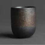 Antique Handmade Coarse Pottery Tea Ceremony Bowl 130ml Vintage Water Cup Retro Small Mouth Tea Cup Japanese Stoneware