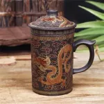 Handmade Yixing Dragon/beauty Purple Clay Tea Mug With Lid And Tea Infuser Tea Cup Office Water Cup Mug Drinkware
