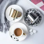 90/250 MLCERAMICS MIRFACE COFFEE CUP SPOON SET CRAMIC MUG CREATIVE REFLEX MILK TEA CUP CAFE PARTY DRINKWARE