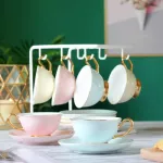 Light Light Luxury Coffee Cup Set European Small Luxury After Cup Saucer Set British Ceramic Household Red Tea Cup