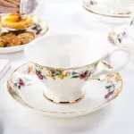 WOURMTH EUROPEAN BRITISH STYLE WHITE DOTS LITTLE RABBIT CERAMIC BONE COAFEE CUP SET BLACK TEA CUP MILK with