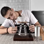 V60 Coffee Dripper Hand Drip Coffee Filter Cafe Reusable Brewer with Switch Lid Portable Pour Over Stuffy Steaming Coffee Maker