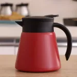 Coffee Pot Glass Teapot-304 Stainless Steel Double Wall Vacuum Insulation Cool Handle Non-Slip Silicone Bottom 600ml
