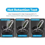 Coffee Pot Glass Teapot-304 Stainless Steel Double Wall Vacuum Insulation Cool Handle Non-Slip Silicone Bottom 600ml