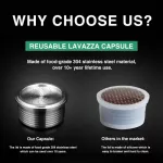 Icafilas Reusable Coffee Filters Coffee Capsules Pod For Lavazza Espresso Point Machine Refillable Stainless Steel Capsule