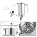 French Press Coffee Maker Best Double Walled Stainless Steel Insulated Coffee Tea Maker Pot Giving One Filter Baskets