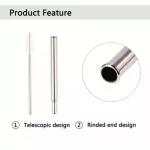 Portable Stainless Steel Telescopic Drinking Strawl Strawel Straw Reusable Straw with 1 Brush and Carry Case