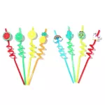 4PCS/Set Cartoon Plastic Spiral Drinking Straws Children Use for Birthday Party Bar Club Juice Wine Cup Decor