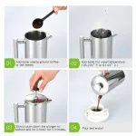 Coffee Press Stainless Steel French Press Cafetiere Coffee Maker Double Walled Construction 3 Pieces S 350 700 1000ml