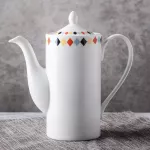 British After Set Ceramic Hand-Painted Golden Tea Pot White European Style High Coffee Pot Filter Porcelain Teapot