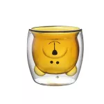 Glass Mugs Double Wall Glass Mug Bear Cat Dog Animal Double-Layer Glass Mug Coffee Cup Mug Cute Tea Milk Cup 41