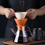 Pour Over Coffee Drip V60 Coffee Filter Household Hand Flushing Pot Sharing Pot Coffee Appliance Borosilicate Glass Coffee Pot