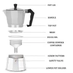 Aluminum Coffee Maker Mocha Espresso Percolator Pot Durable Home Office Durable Espresso Maker Practical Moka Coffee Pot