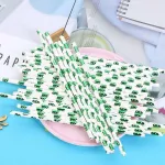 Disposable Paper Straws Coctus Illustration Drinking Paper Straws Kitchen Disposable Tool 25 PCS Creative Straw