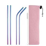 Drinking Straw Reusable Straws With Cleaner Brush Set High Quality Eco Friendly Stainless Steel Metal Straw For Mugs