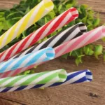 1PC Mix Color Striped Straw with Ring Plastic Thread Mug Tool Colorful Straws Grade PP Reusable Drink Food Straws Hard Bu K1A5