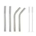 12mm Jumbo Stainless Steel Drinking Straw Drink Pearl Milkshake Fat Bubble Tea Metal Straws Cocktail Party With 2pc Brush Bag