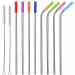 Hoomall Colorful Straw Silicone Sleeve with Reusable Drinking Straw Bar Accessories Teth Shockproof Stainless Steel Straw