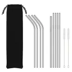 Set Of 9 Reusable Replacement Metal Stainless Steel Straws With 2 Cleaning Bristle Brushes For 30oz Yeti Rtic Ozark Tumbler