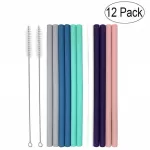 12pcs Big Silicone Straws For 30oz Tumblers Yeti/rtic Reusable Silicone Drinking Straws Set Cleaning Brushes Reusable Straw