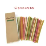 50PCS/Lot Edible Rice Straws Biodegradable Okara Bagasse Wheat Straw-Friendly Colorful Esculent Disposable Rice Straws