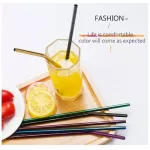 4PCS Colorful 304 Stainless Steel Metal Drinking Straw Reusable Straight Bent Straws with Cleaner Brush Storage Bag Accessory