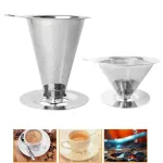 Reusable Coffee Filter 304 Stainless Steel Cone Coffee Filter Baskets Mesh Strainer Pour Over Coffee Dripper