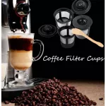 Reusable 3 Pcs Coffee Filter With A Coffee Spoon Refillable Coffee Capsule Espresso Coffee Filters Coffee Maker Kitchen Gadgets