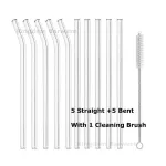 10pcs Smoothie Glass Straws 20cm "L x 8 mm W LEAD-Free Reusable Long Drinking Straws for Smoothie Milkshakes Bubble Tea