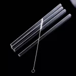 4PCS Straight Glass Tube Reusable Drinking Straw Sucker with Cleaning Brushevents Party Favors Supplies