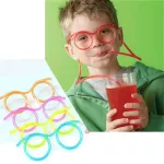 1 PCS Fun Soft Plastic Straw Glasses Flexible Drinking Straws Tube tools Kids Novelty Toy Party Supplies Bar Supplies Kawaii