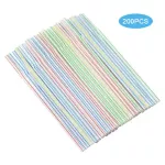 300pcs Disposable Straws Flexible Plastic Straws Striped Multi Colored Rainbow Drinking Straws Bendable Straw Bar Accessories