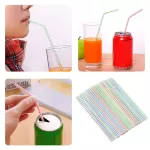300PCS Disposable Straws Flexible Plastic Straws Striped Multi Colored Rainbow Drinking Straws Bendable Straw Bar Accessories