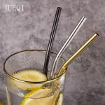 Reusable Stainless Steel Drinking Metal Straw Bent Straight Colorful Straws Tubes Eco Friendly Portable Straws with Brush Bag