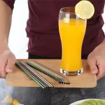 4/8 PCS 7 Colours Stainless Steel Metal Straw Drinking in Reusable Bar Straws