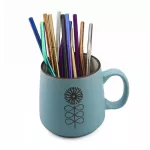 2PCS High Quality 160mm Colorful Metal Straw Reusable Straight BEND Drinking Stainless Steel Straws with Cleaner Brush