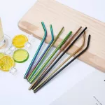 4PCS Colorful 304 Stainless Steel Straws Reusable Drinking Straw High Quality Metal Straws with Cleaner Brush