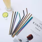 4PCS Colorful 304 Stainless Steel Straws Reusable Drinking Straw High Quality Metal Straws with Cleaner Brush