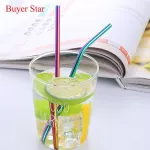 10pcs Colorful Children Stainless Steel 6mm Straight/BEND DRINKING STRAWS RUSAL BRUSH for Kids Birthday Party Supply