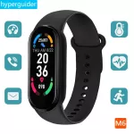 hyperguider 2021 สร้อยข้อมือสมาร์ท Heart Rate เครื่องวัดความดันโลหิตข้อความ Push Men Women Bluetooth สำหรับ Huawei Xiaomi MI Band 6 Global Version