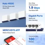 Mercusys Router Mesh Wi-Fi AC1900Gigabit Port รุ่นHalo H50G1แพ็ค/3ตัวประกัน1ปี