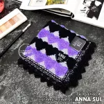 Size 27.5x27.5cm. Anna Sui, soft handkerchief Heart shaped graphics, purple, black, PD22324