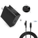 PD USB Type C Charger for Microsoft Surface Pro 7/6/5/3 Go Book Tablet Replacement 15V/12V 2.58A 65W 44W Charging Cable Black